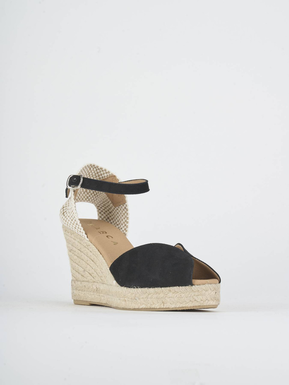 Alpargatas tacón 7 cm negro ante