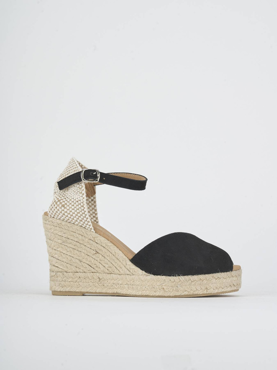 Alpargatas tacón 7 cm negro ante