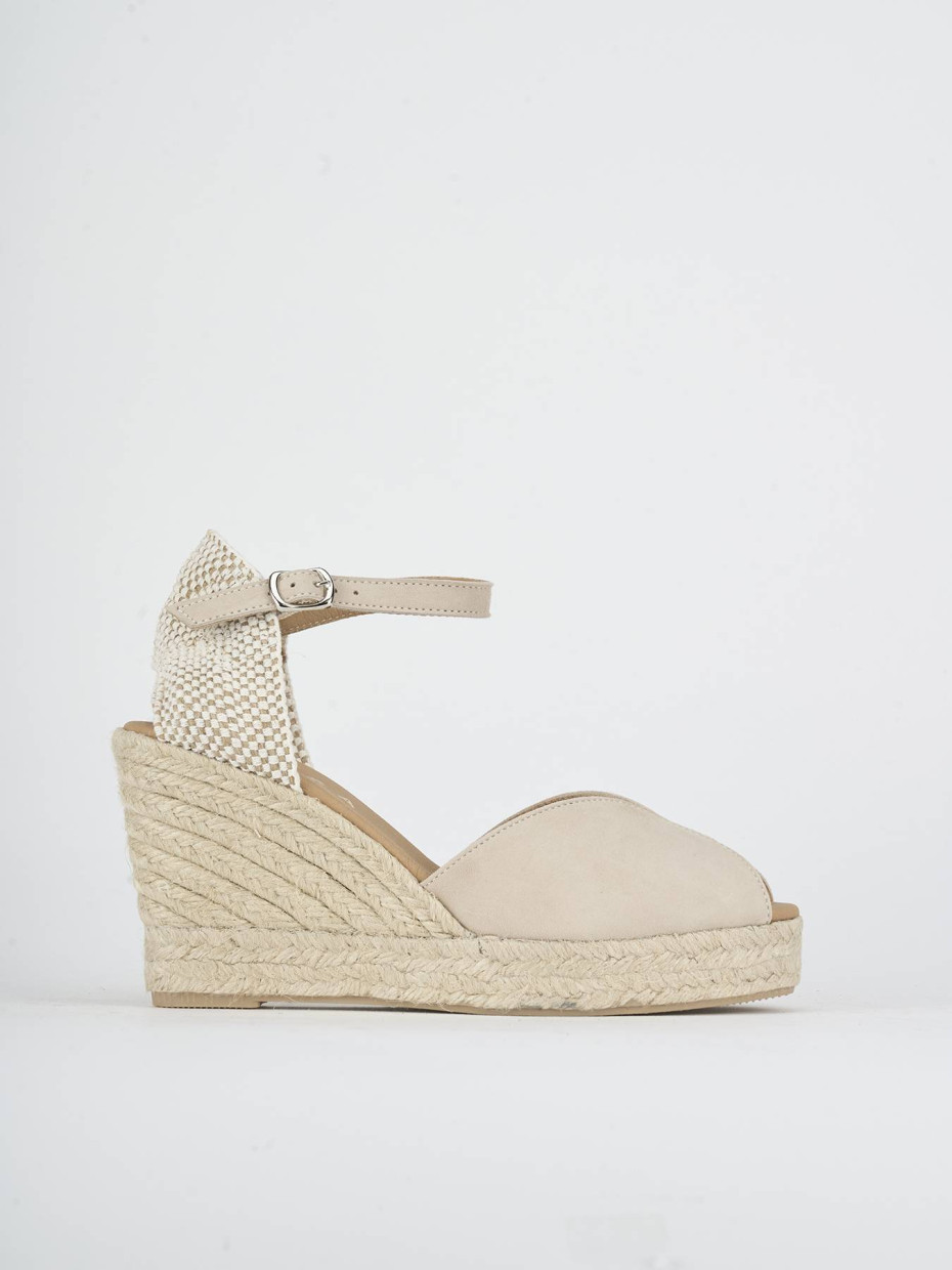 Alpargatas tacón 7 cm beis ante