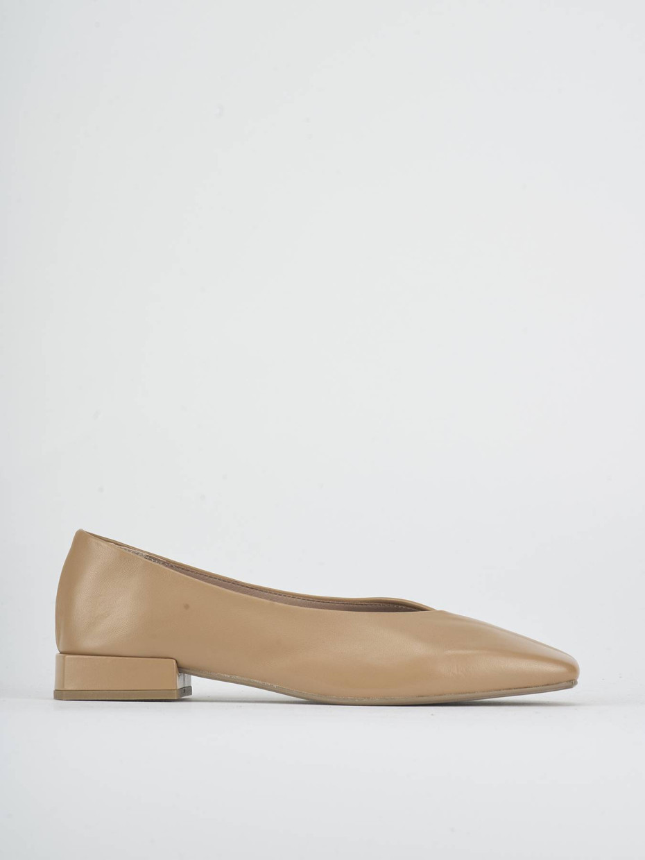 Bailarinas tacón 2 cm marrón cuero