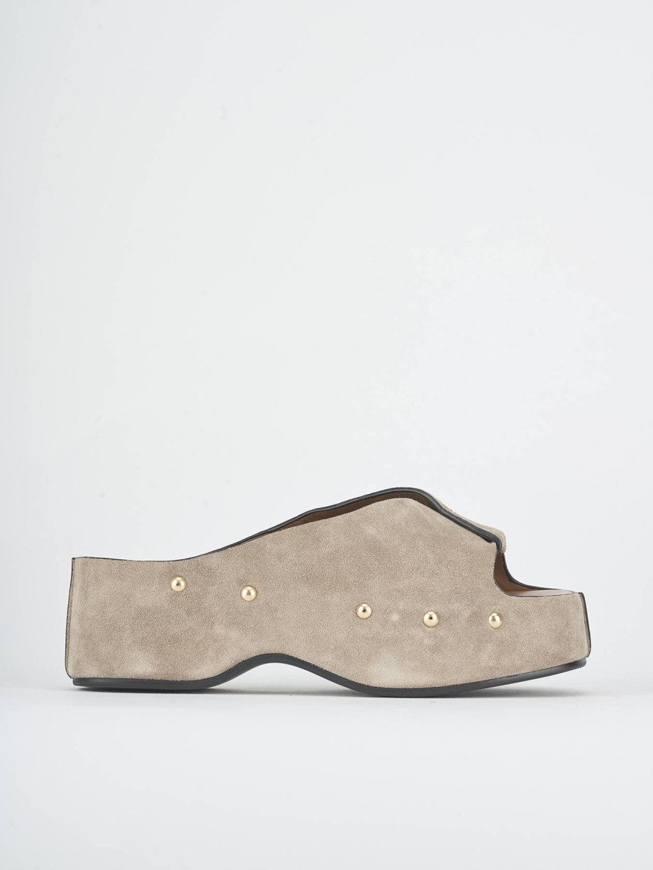 Mules tacón 7 cm beis ante