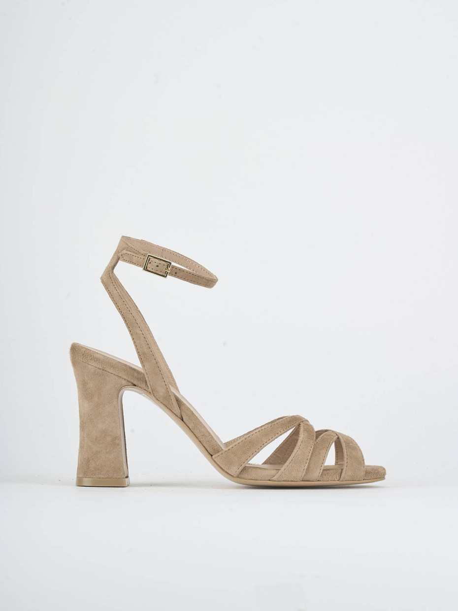 Sandalias de tacón alto tacón 9 cm marrón ante
