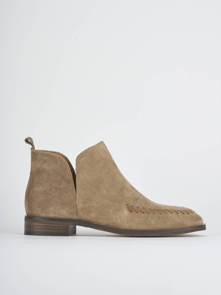 Stivaletti tacco 1cm camoscio marrone