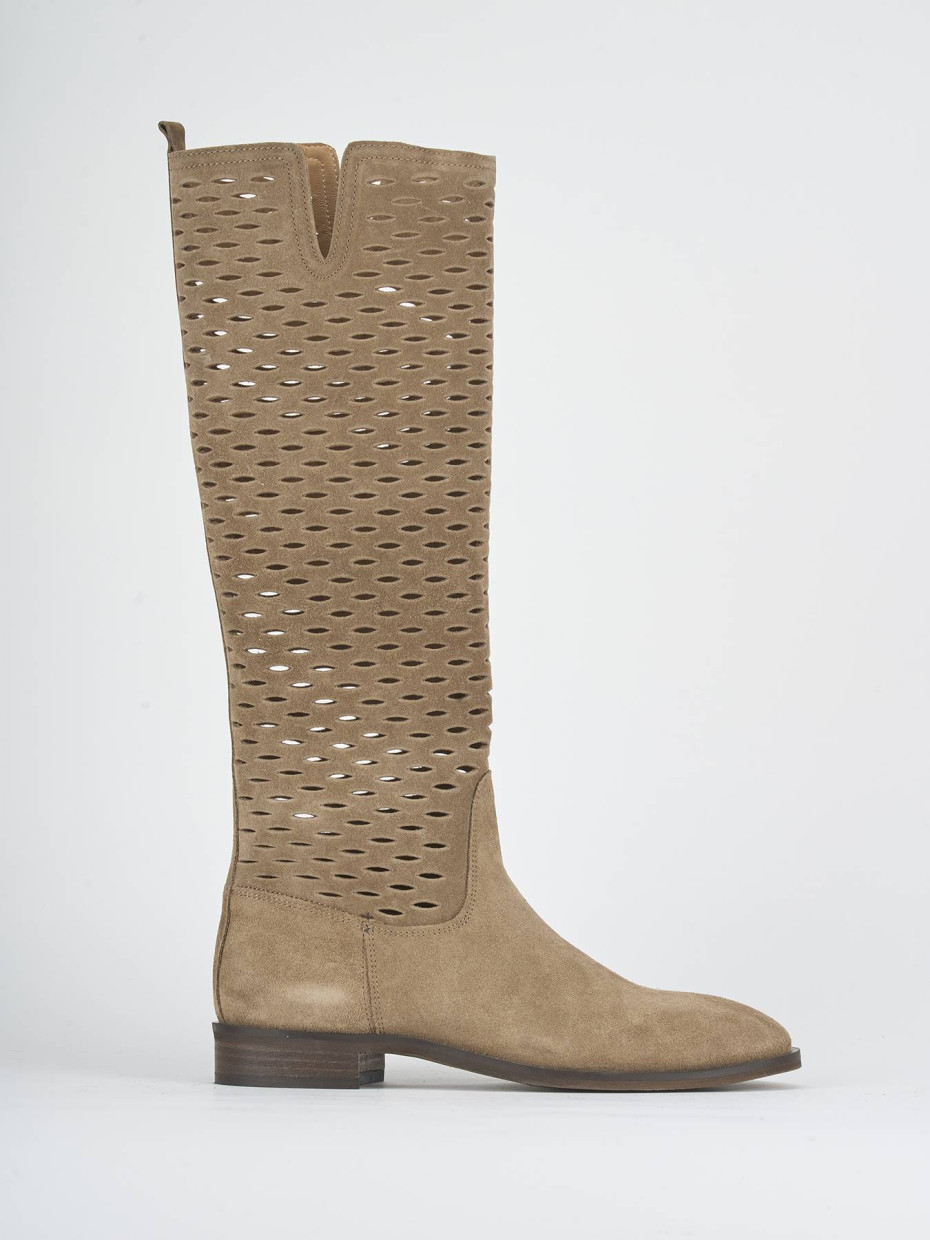 Low heel boots heel 1 cm brown suede