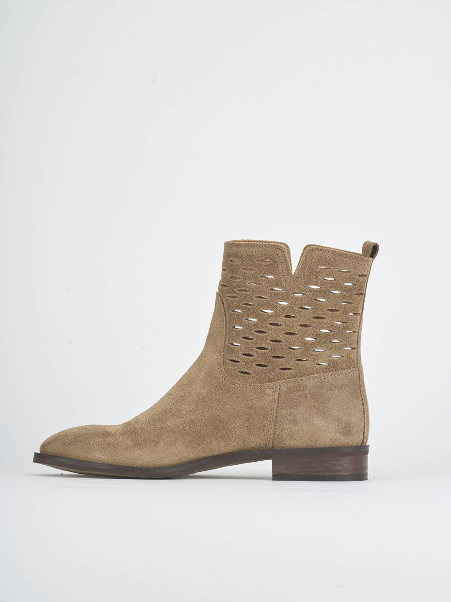 Botines de tacón bajo tacón 1 cm marrón ante