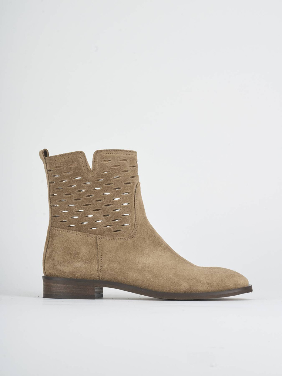 Botines de tacón bajo tacón 1 cm marrón ante