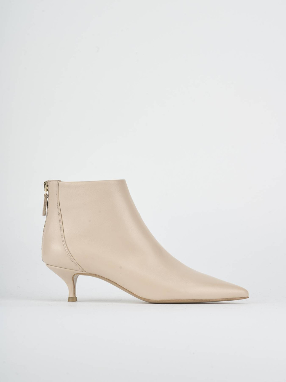 Stivaletti tacco 5cm pelle beige