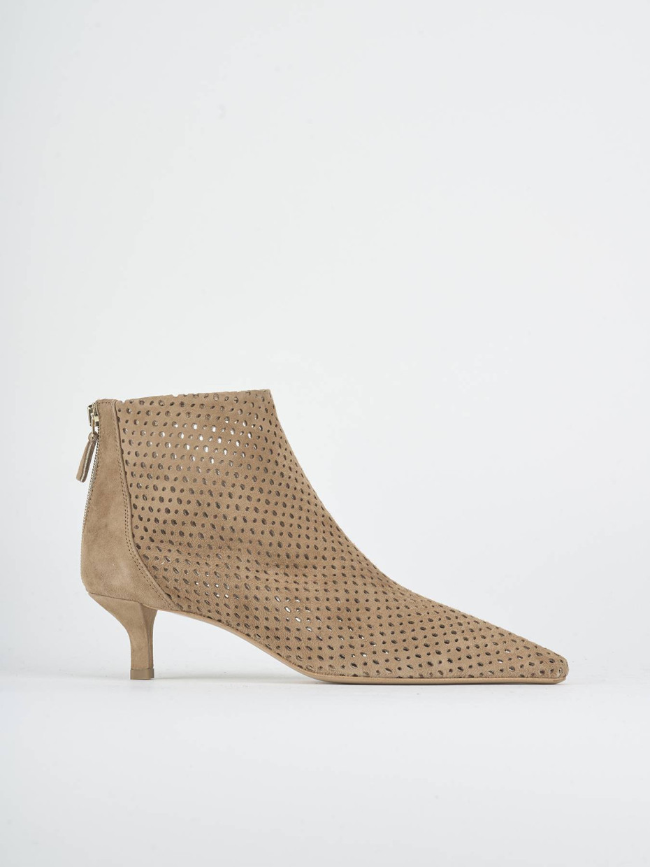 Botines de tacón alto tacón 5 cm marrón ante