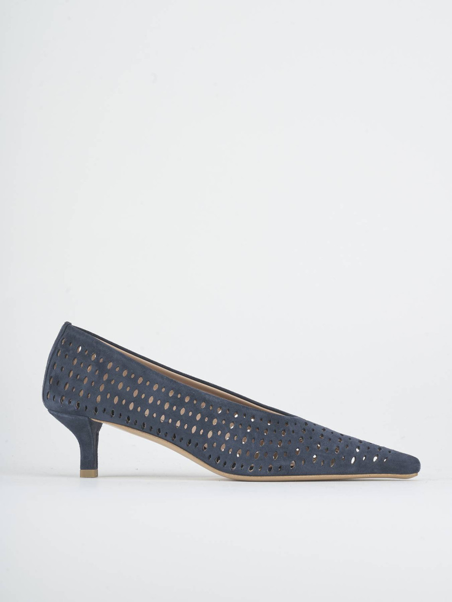 Pumps heel 5 cm blu suede