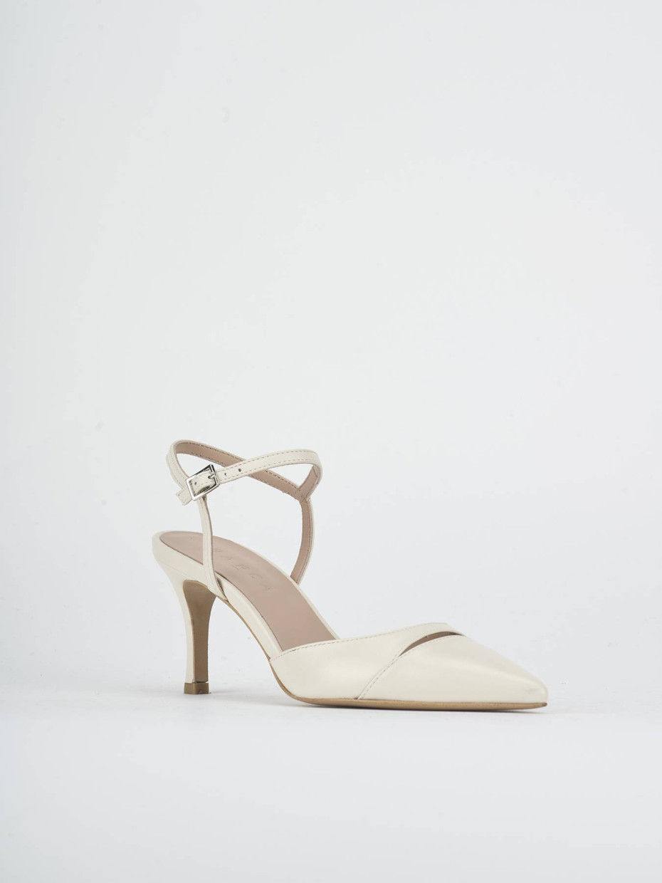 Salones destalonados tacón 7 cm blanco cuero