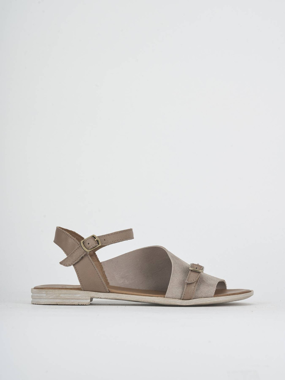 Low heel sandals heel 1 cm beige suede