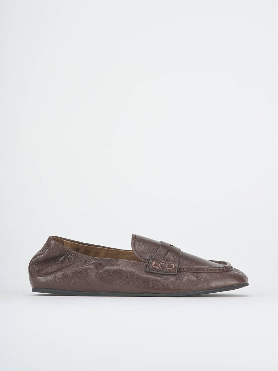 Mocasines tacón 1 cm marrón oscuro cuero