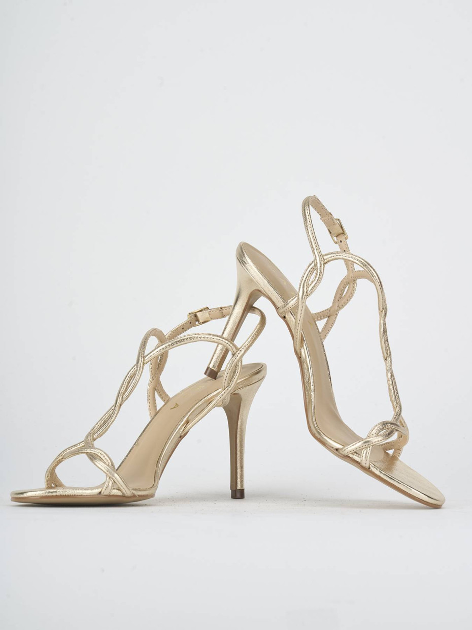 Sandalias de tacón alto tacón 8 cm oro laminado