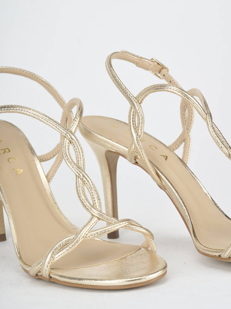 Sandalias de tacón alto tacón 8 cm oro laminado