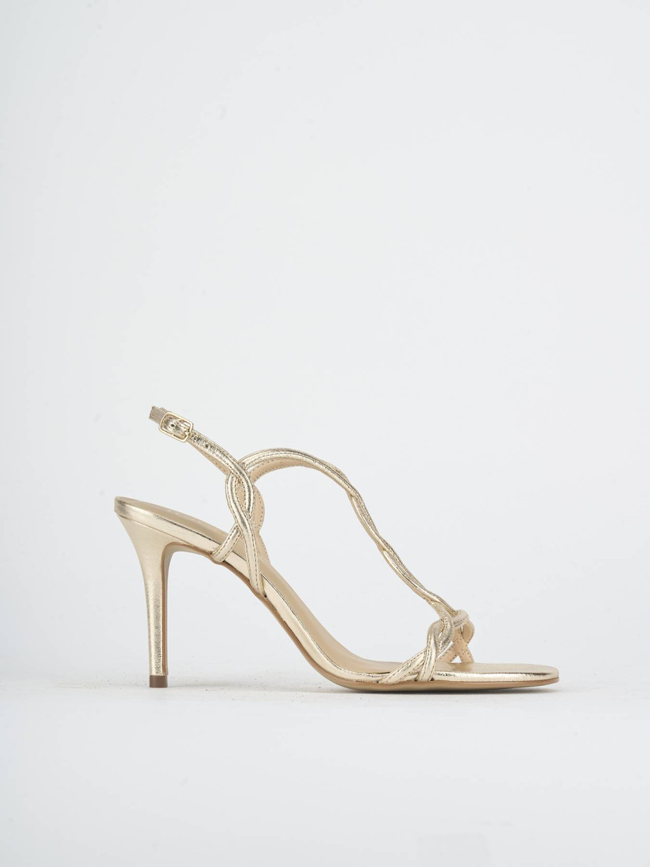 Sandalias de tacón alto tacón 8 cm oro laminado