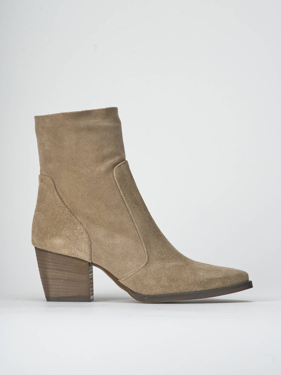 Stivaletti tacco 7cm camoscio marrone