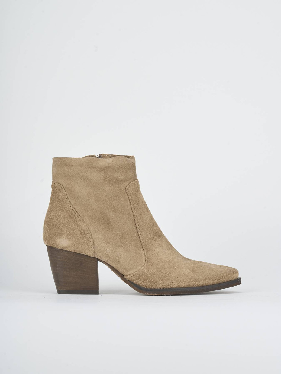 Stivaletti tacco 7cm camoscio marrone