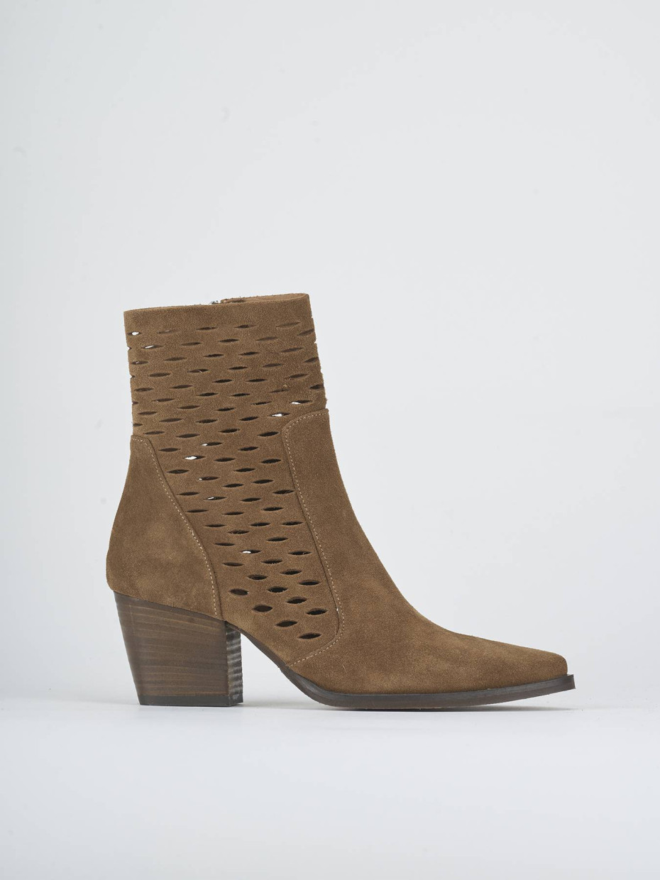 Stivaletti tacco 6cm camoscio marrone