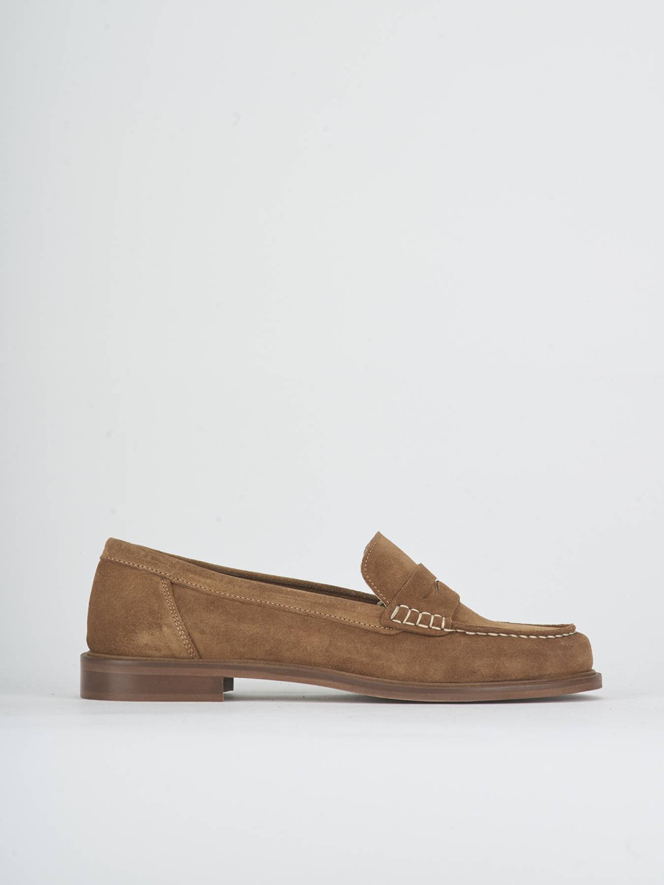 Loafers heel 1 cm brown suede
