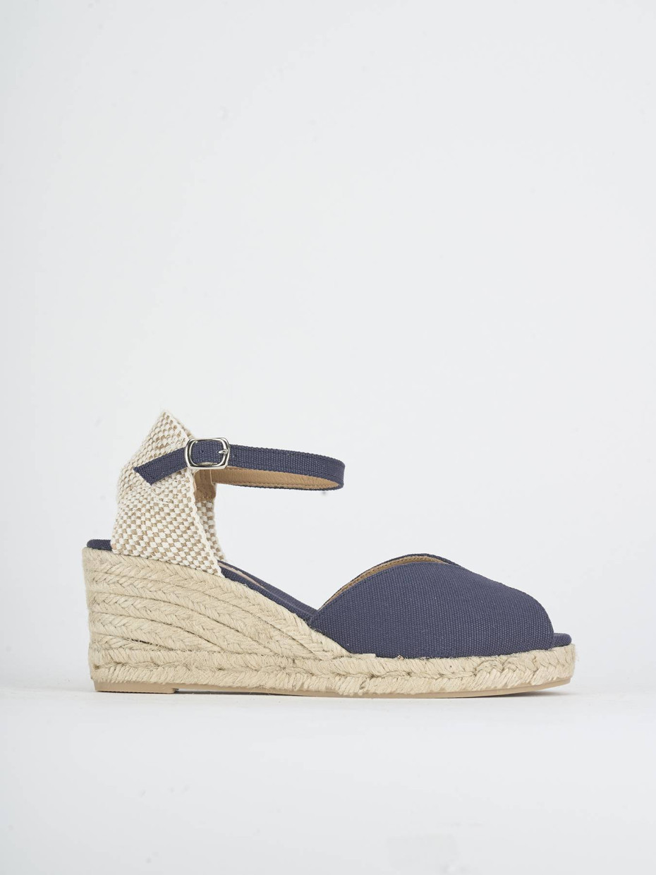 Alpargatas tacón 5 cm azul tejido