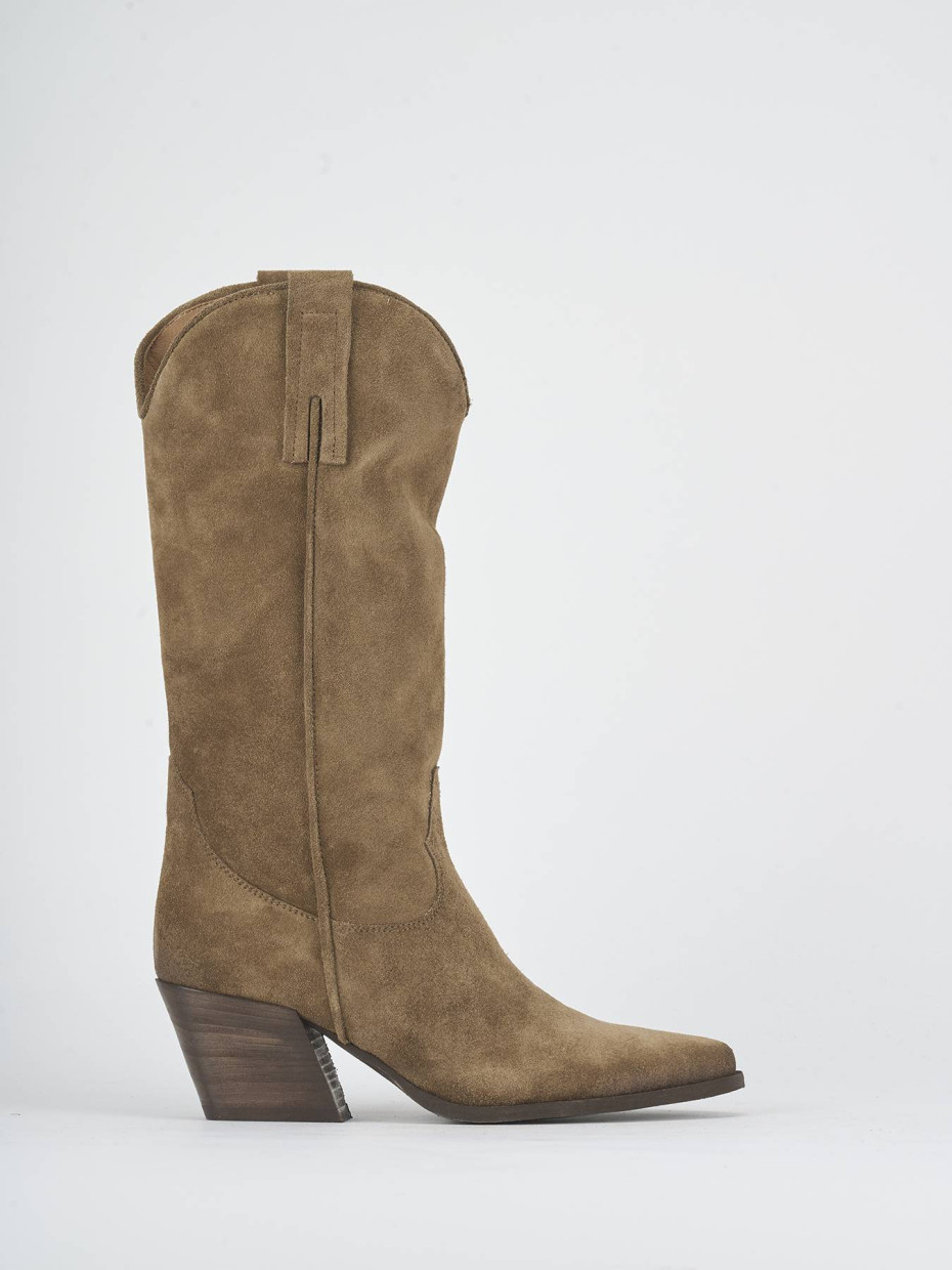 High heel boots heel 5 cm brown suede