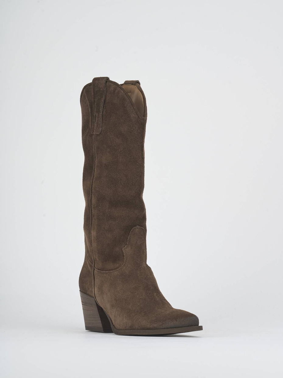 High heel boots heel 5 cm dark brown suede