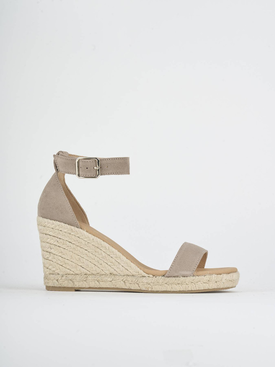 Alpargatas tacón 8 cm beis ante