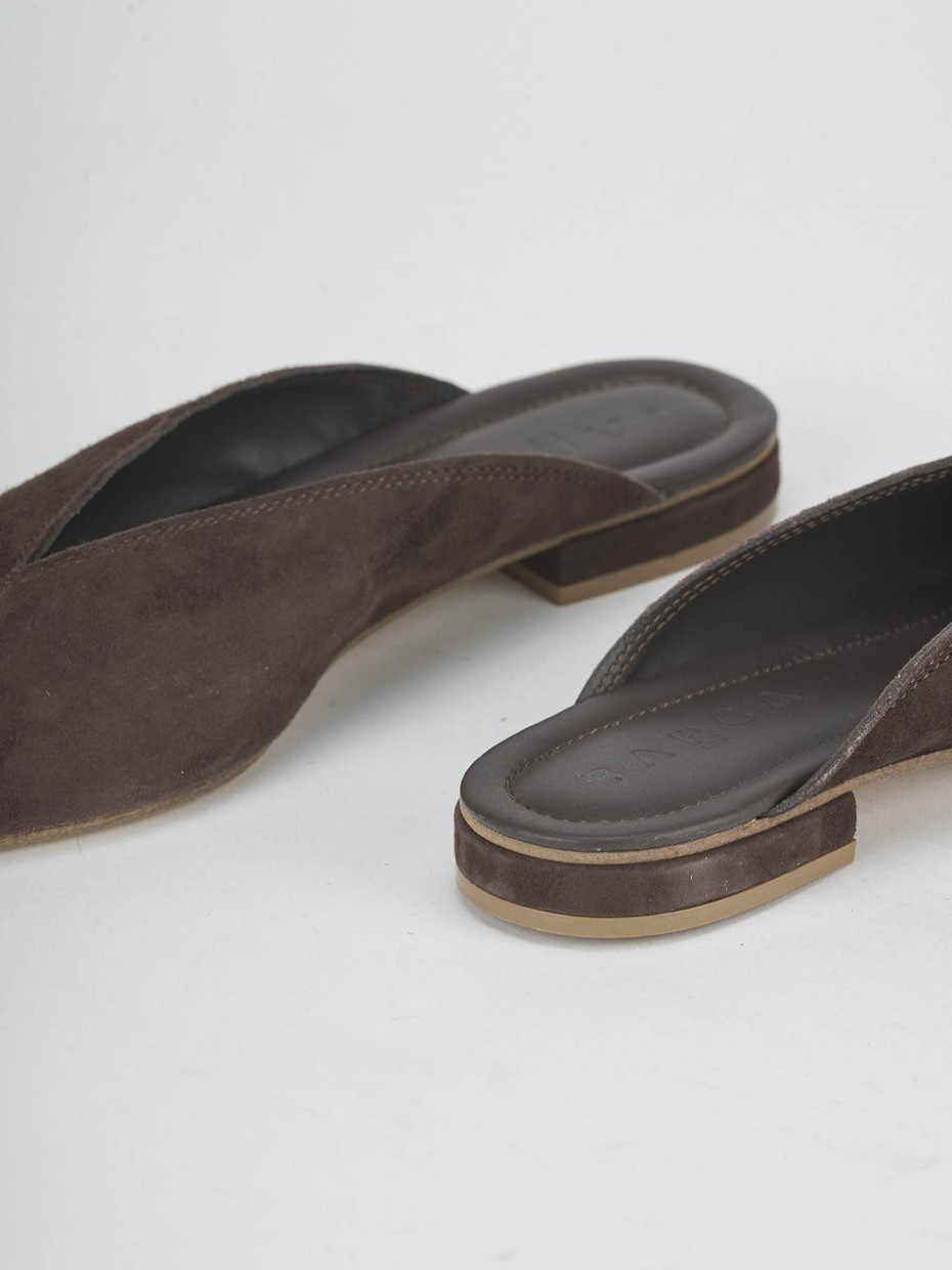Slippers heel 1 cm dark brown suede