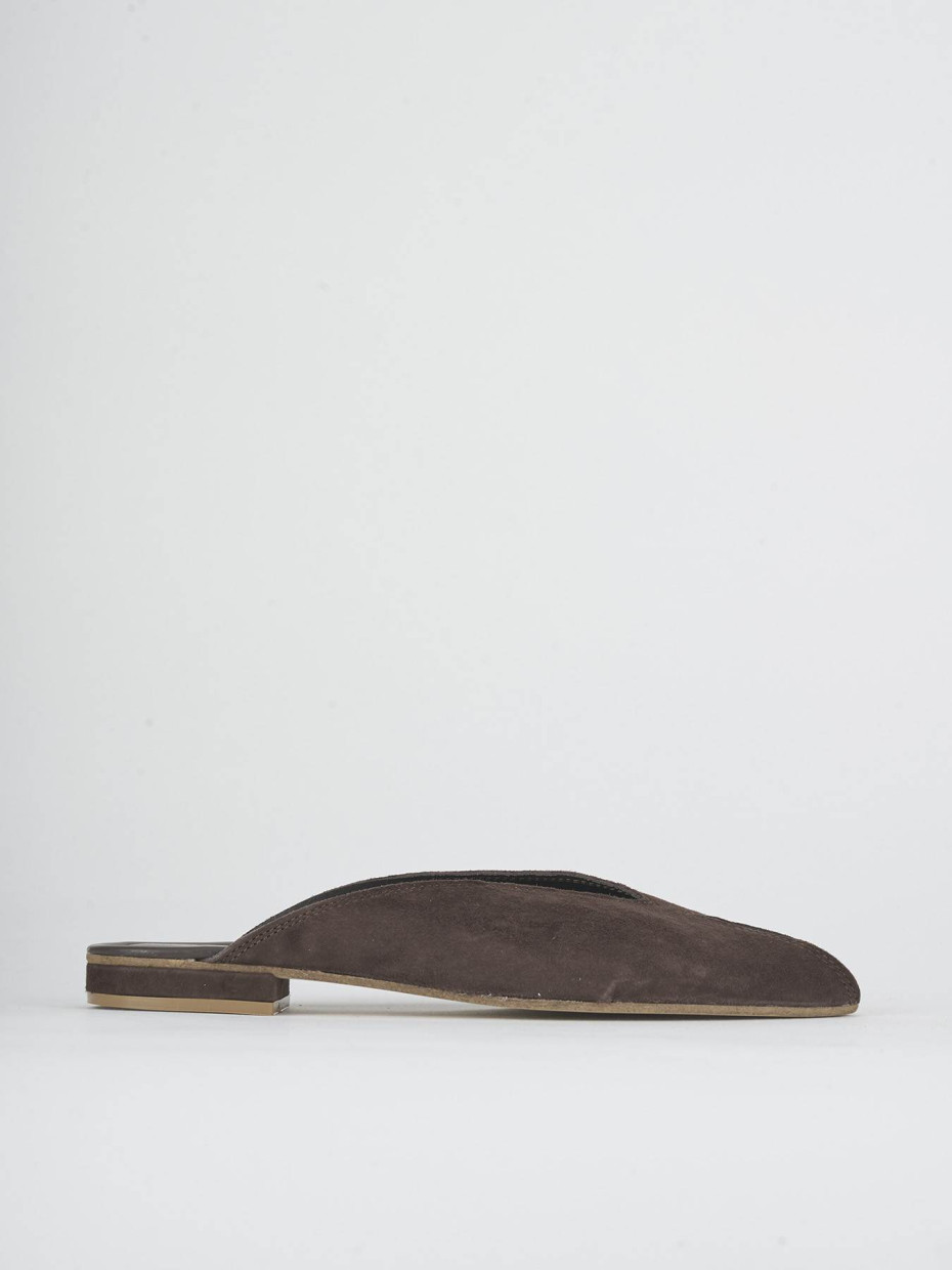 Slippers heel 1 cm dark brown suede