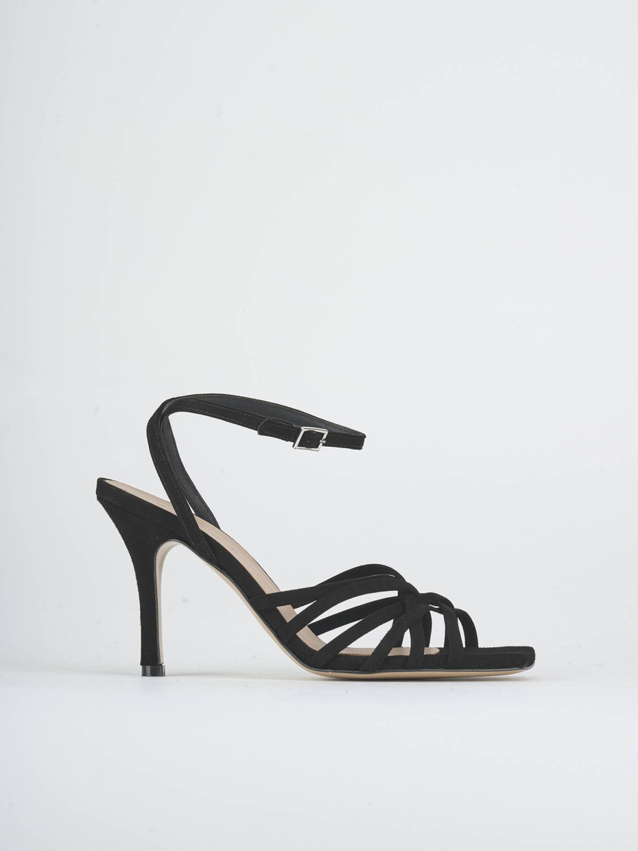 Sandali tacco 9cm camoscio nero