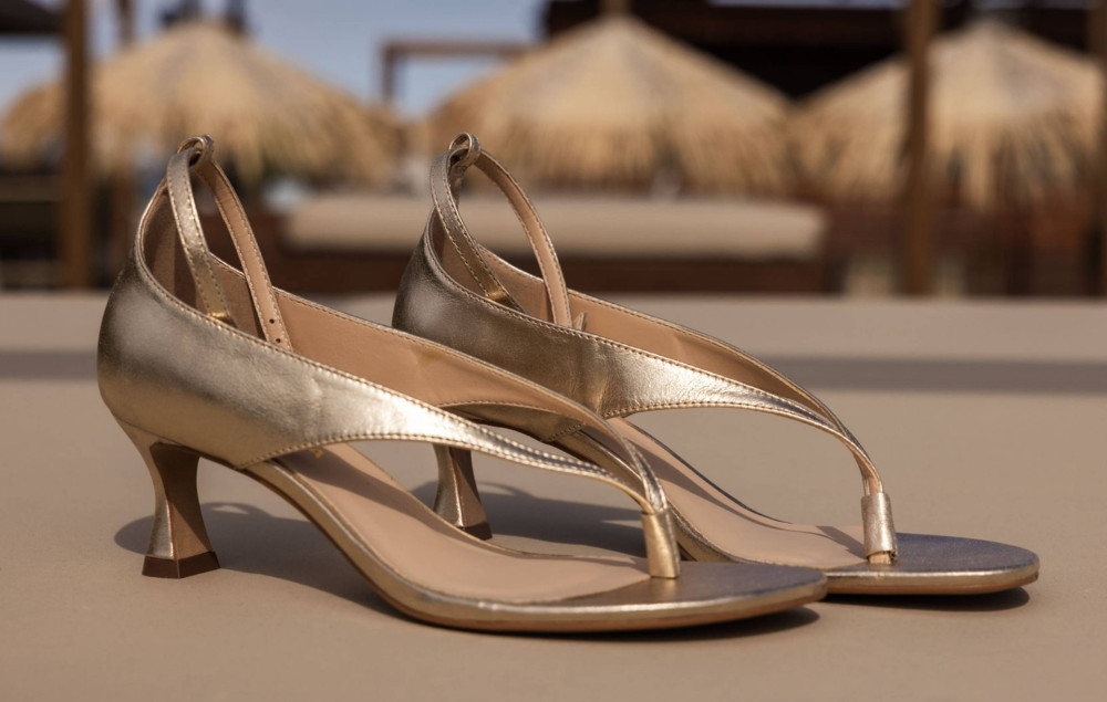 Sandalias de tacón alto tacón 5 cm oro laminado