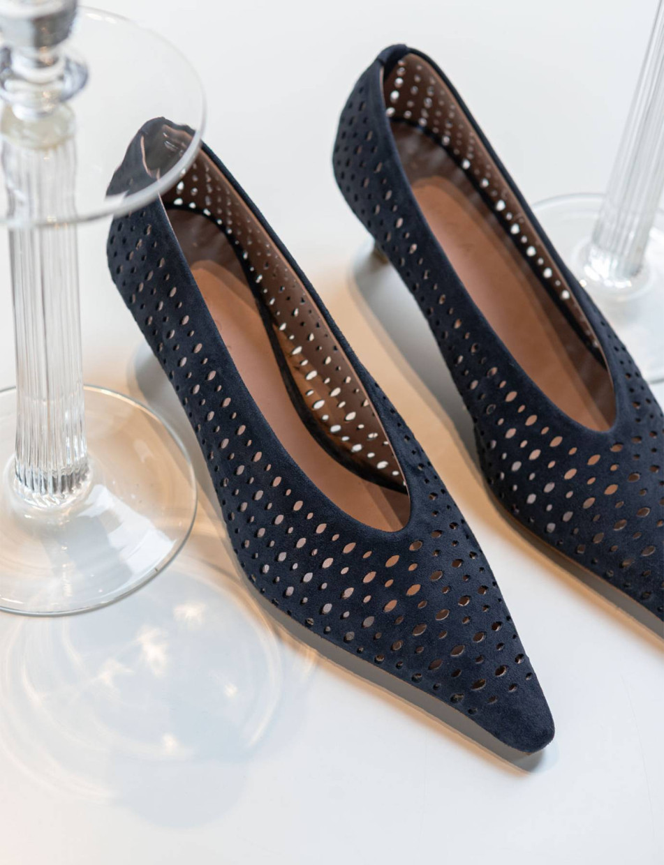 Pumps heel 5 cm blu suede