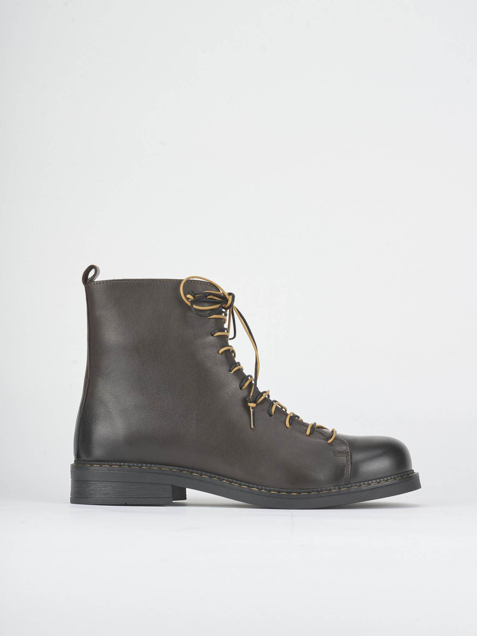 Combat boots heel 1 cm dark brown leather