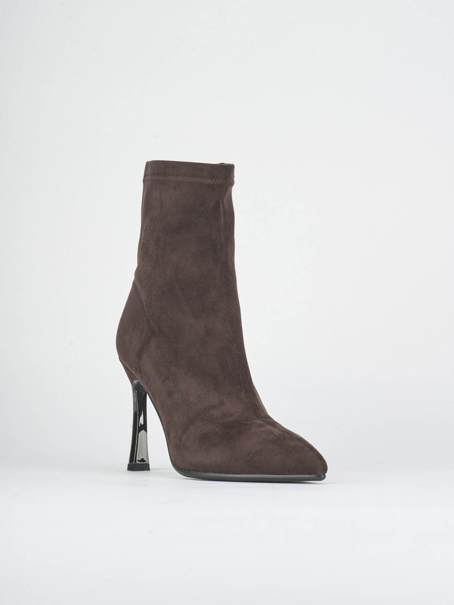 High heel ankle boots heel 10 cm dark brown susteinable suede