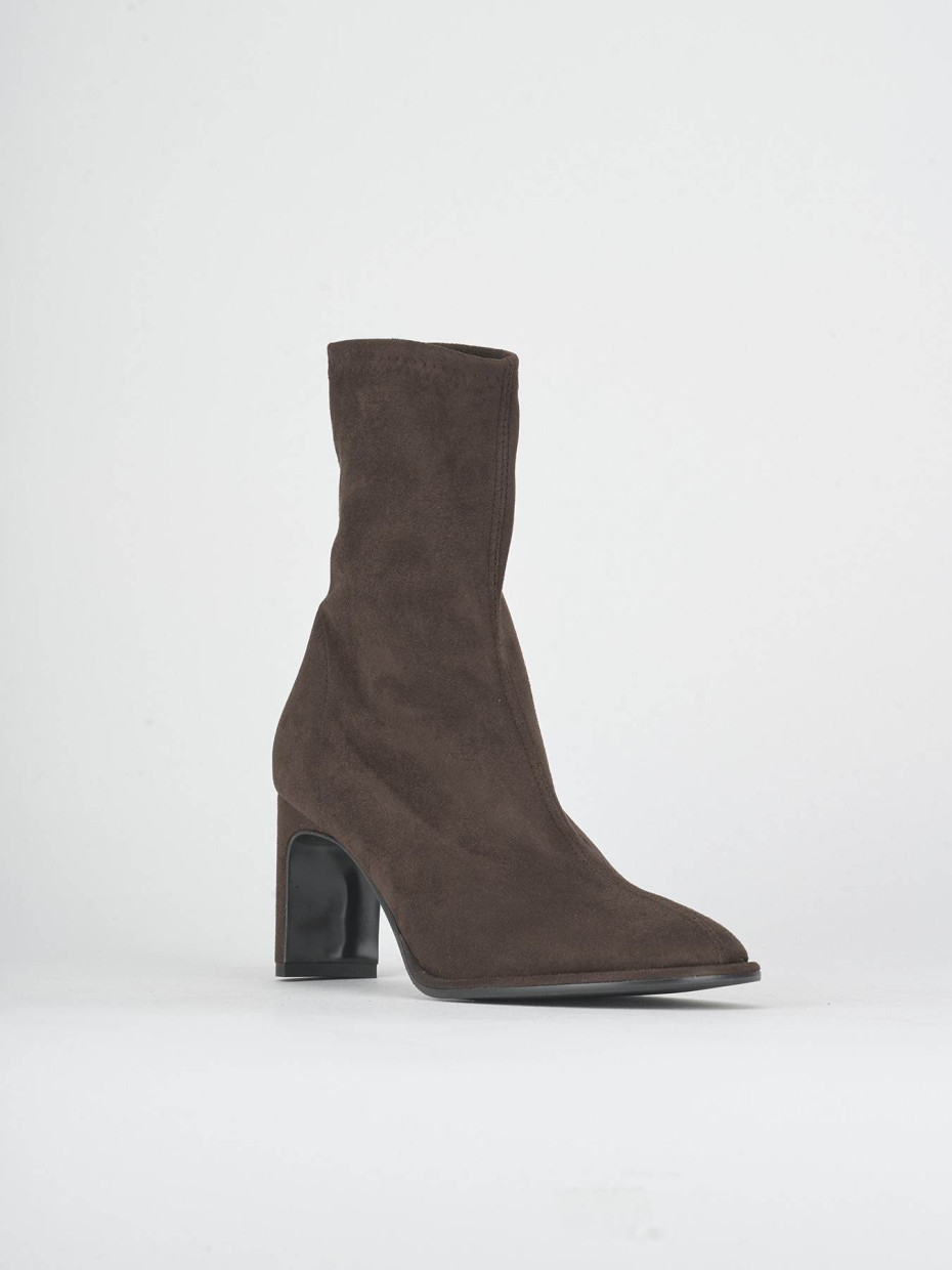 High heel ankle boots heel 7 cm dark brown suede