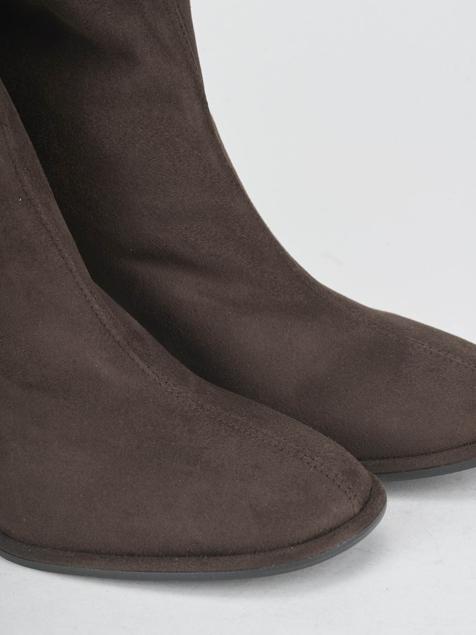High heel ankle boots heel 7 cm dark brown suede