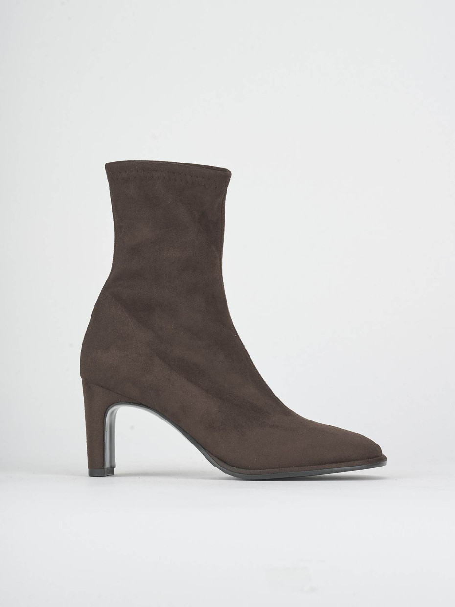 High heel ankle boots heel 7 cm dark brown suede