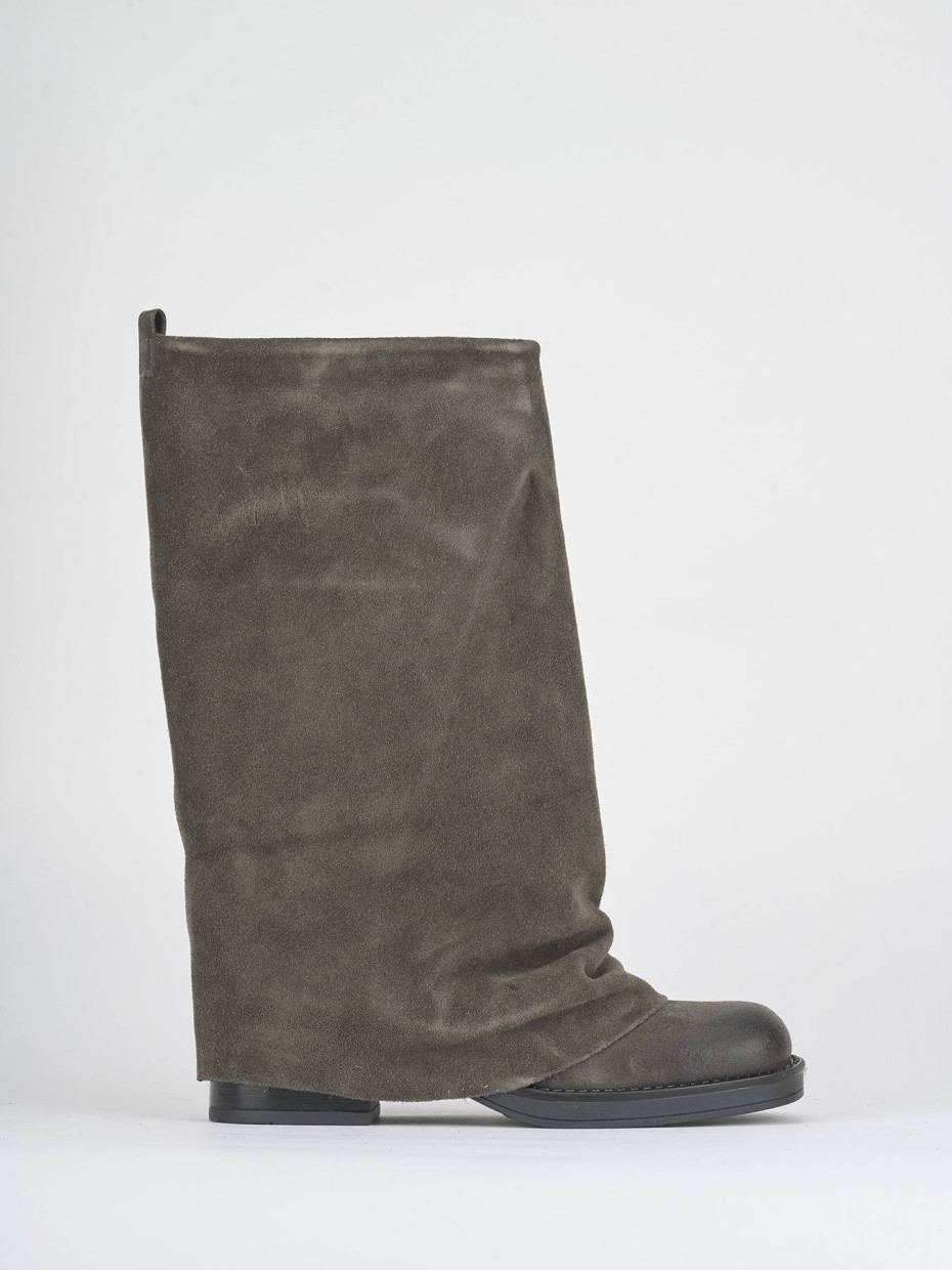 Low heel boots heel 3 cm grey suede