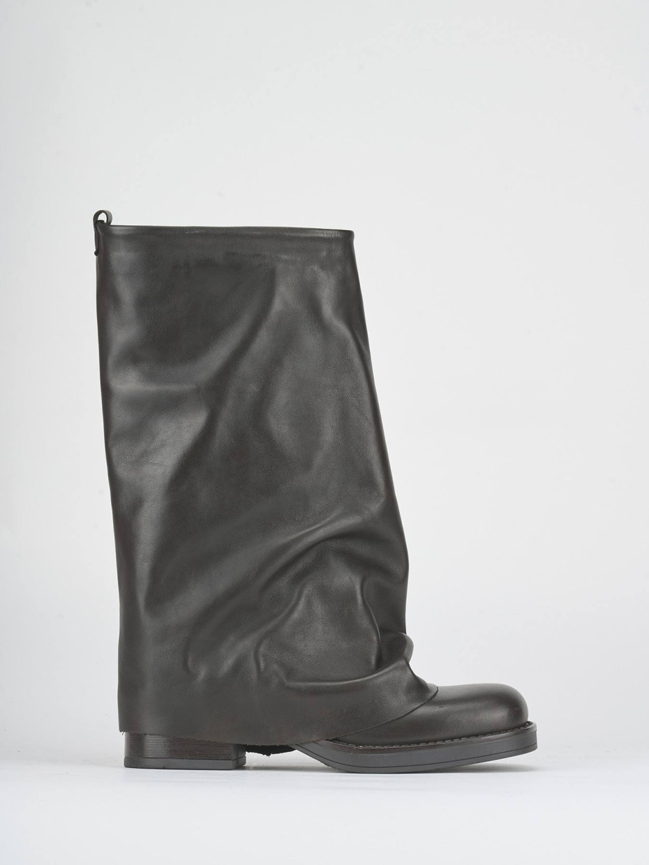 Stivali tacco 4cm pelle testa