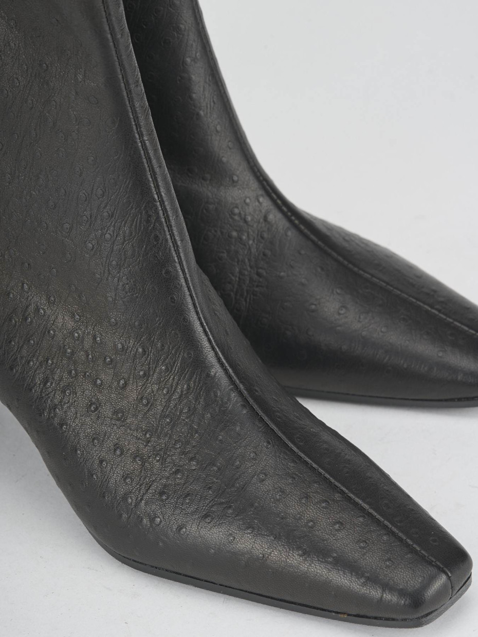 Botines de tacón alto tacón 5 cm negro cuero