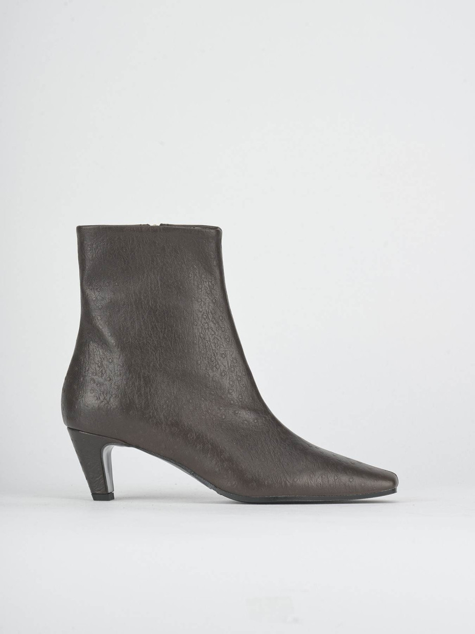 High heel ankle boots heel 5 cm dark brown leather
