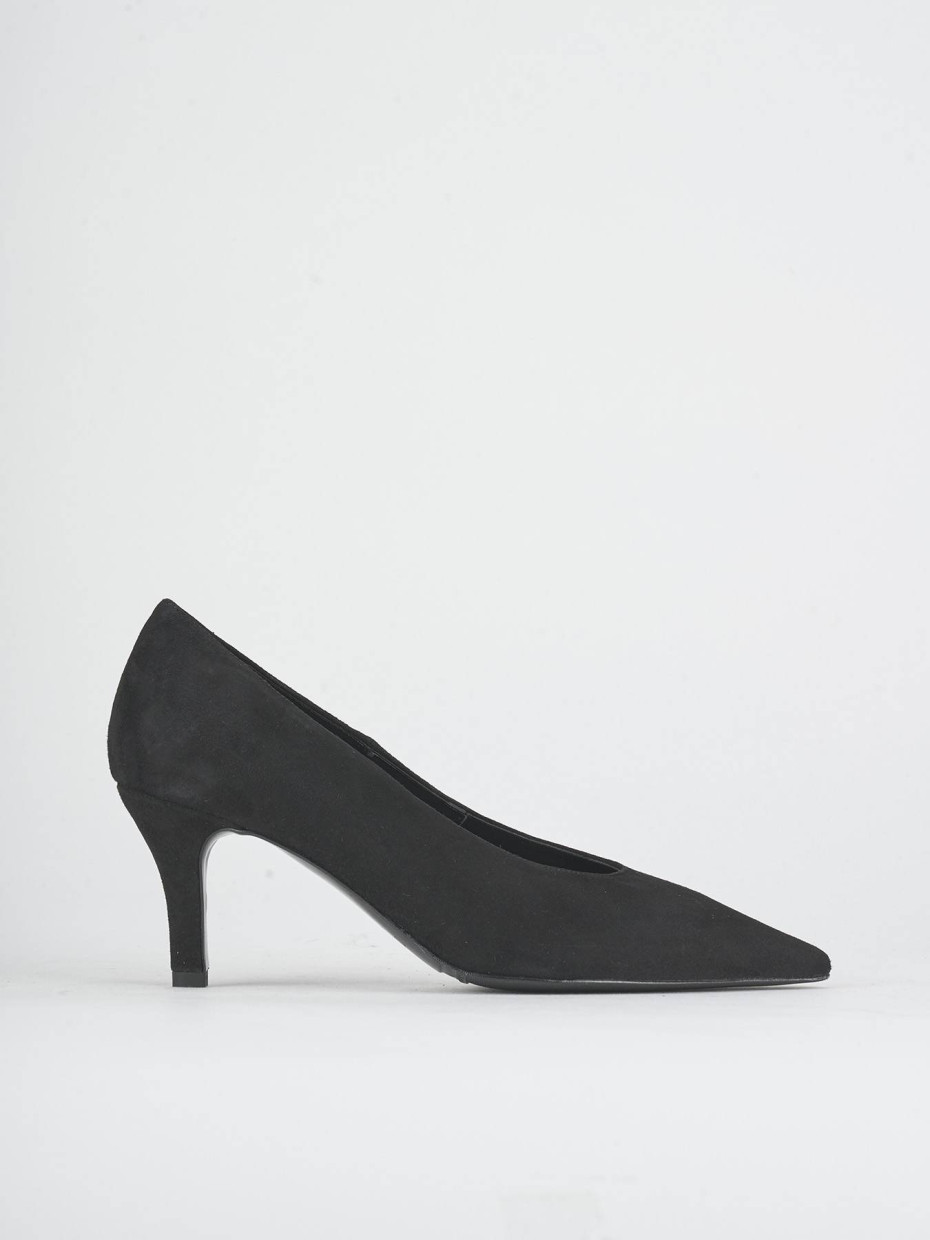 Décolleté tacco 7cm camoscio nero