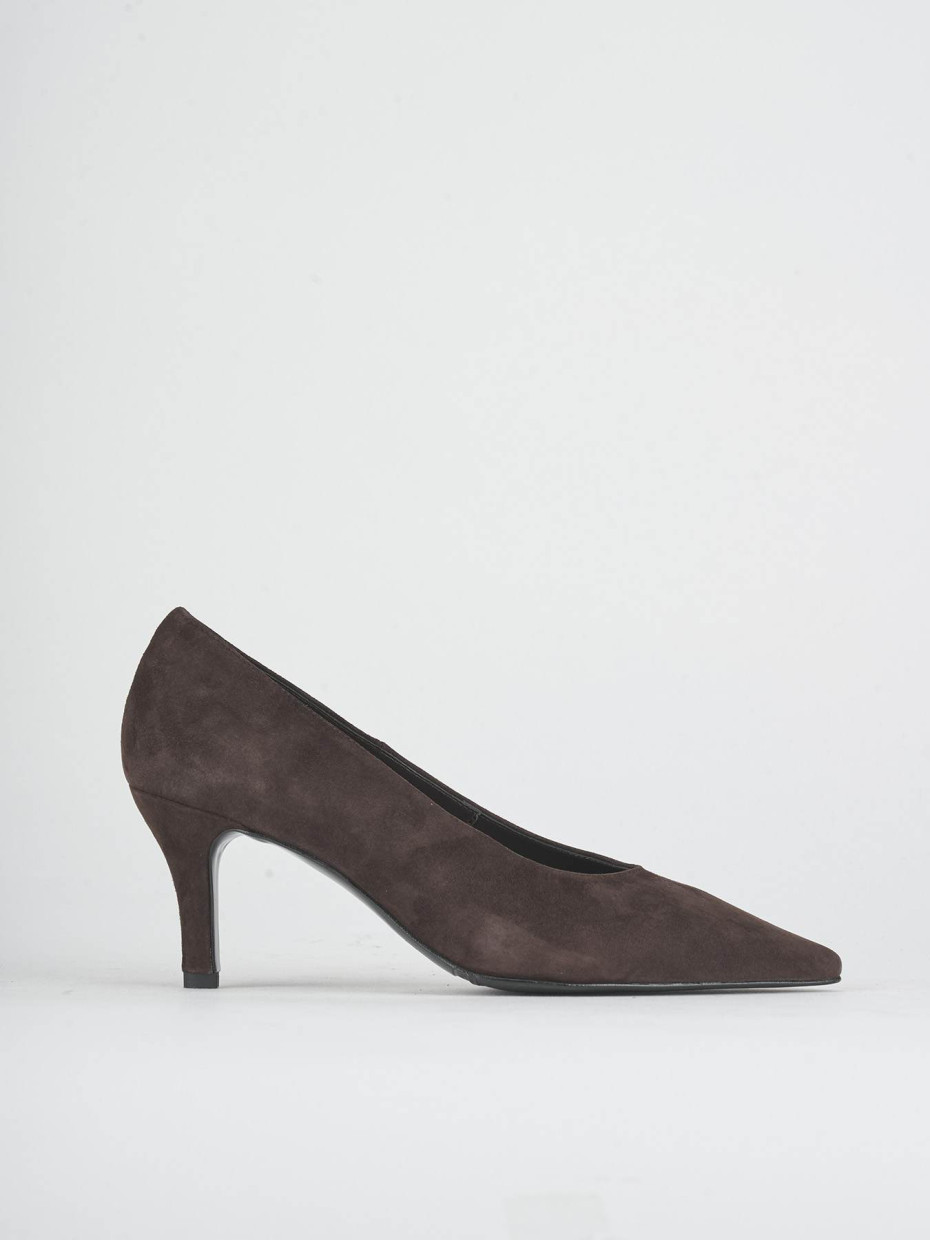 Pumps heel 7 cm dark brown suede