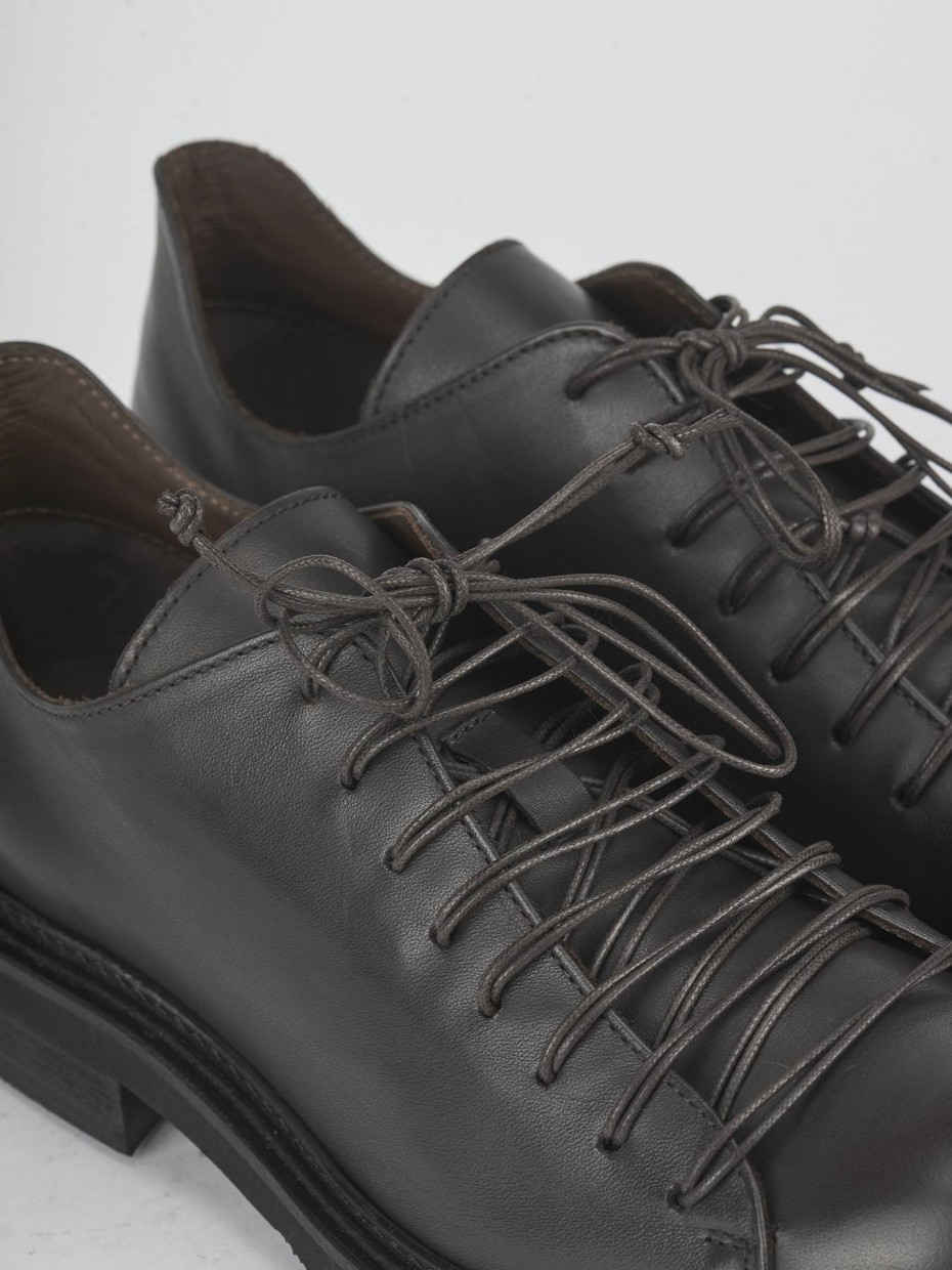 Lace-up shoes heel 2 cm dark brown leather