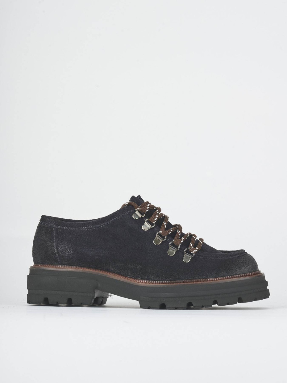 Lace-up shoes heel 2 cm blu suede