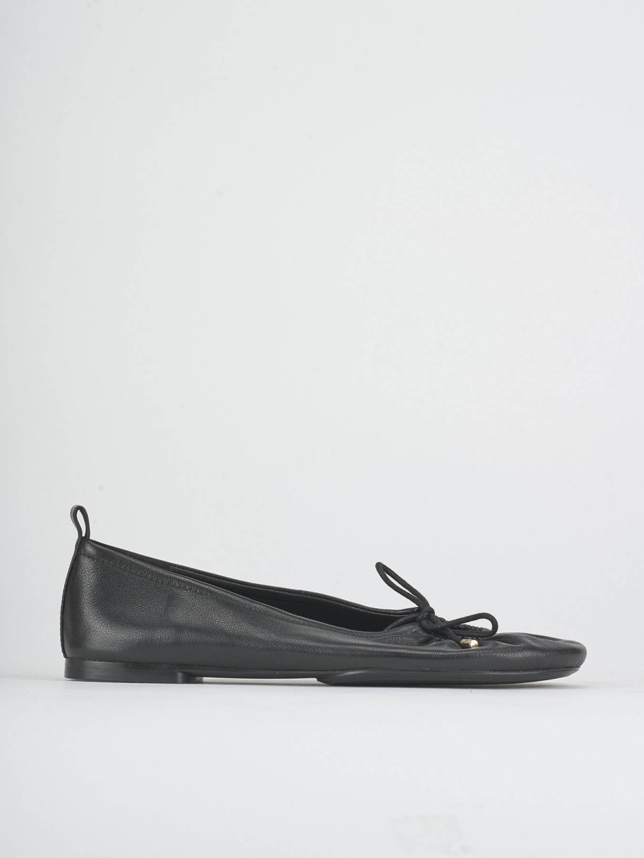 Bailarinas tacón 1 cm negro cuero