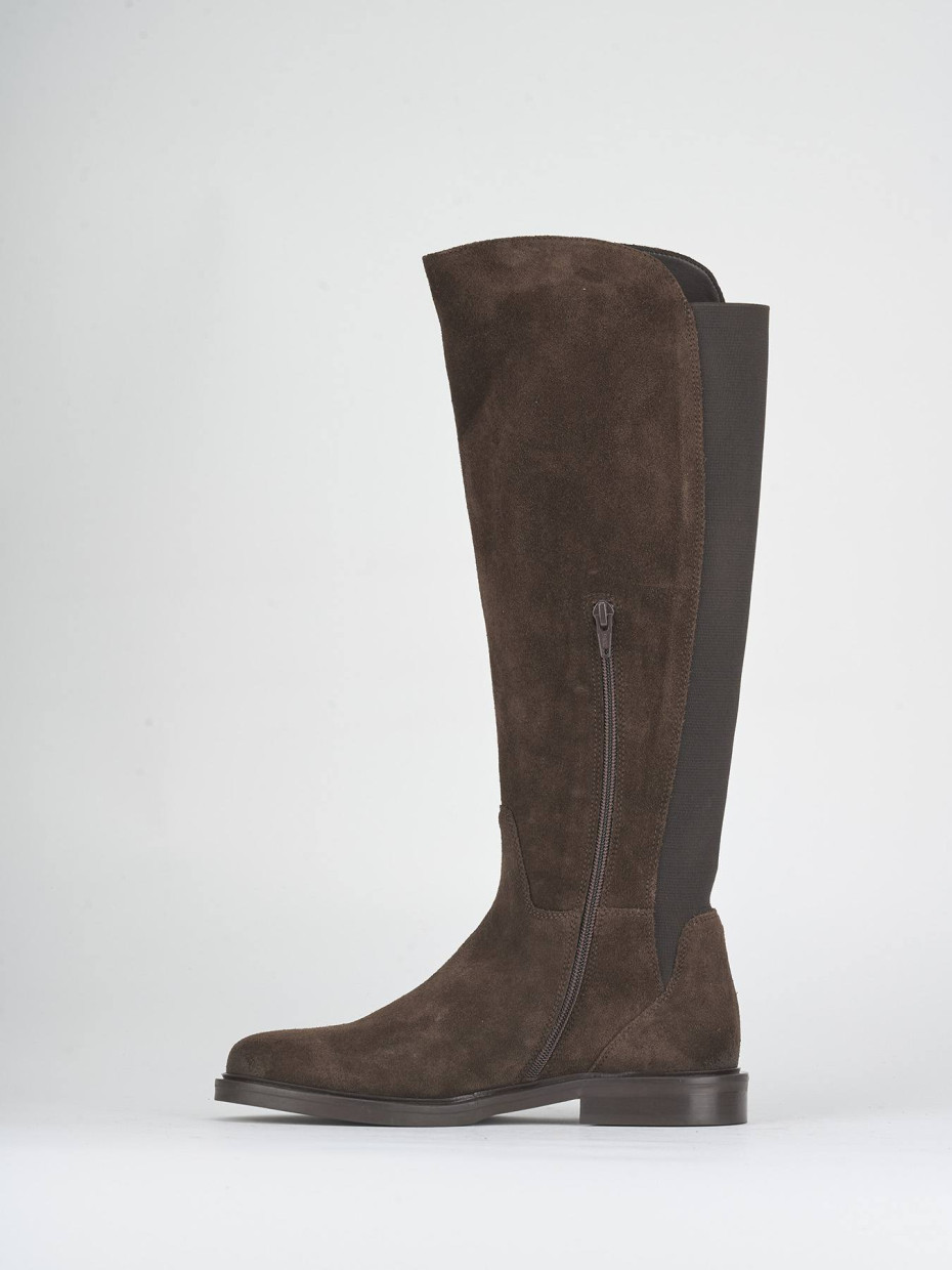Low heel boots heel 2 cm dark brown suede