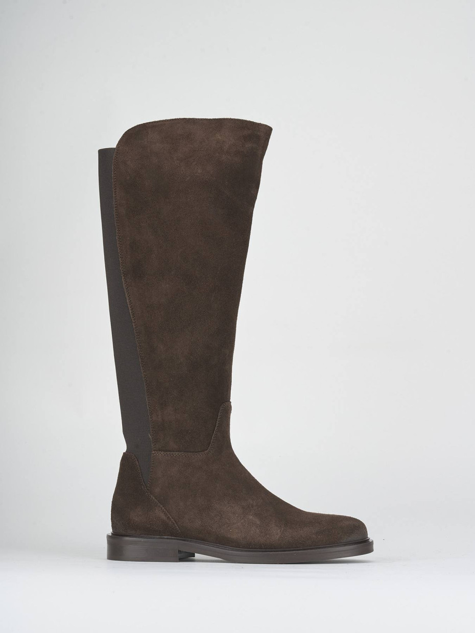 Low heel boots heel 2 cm dark brown suede