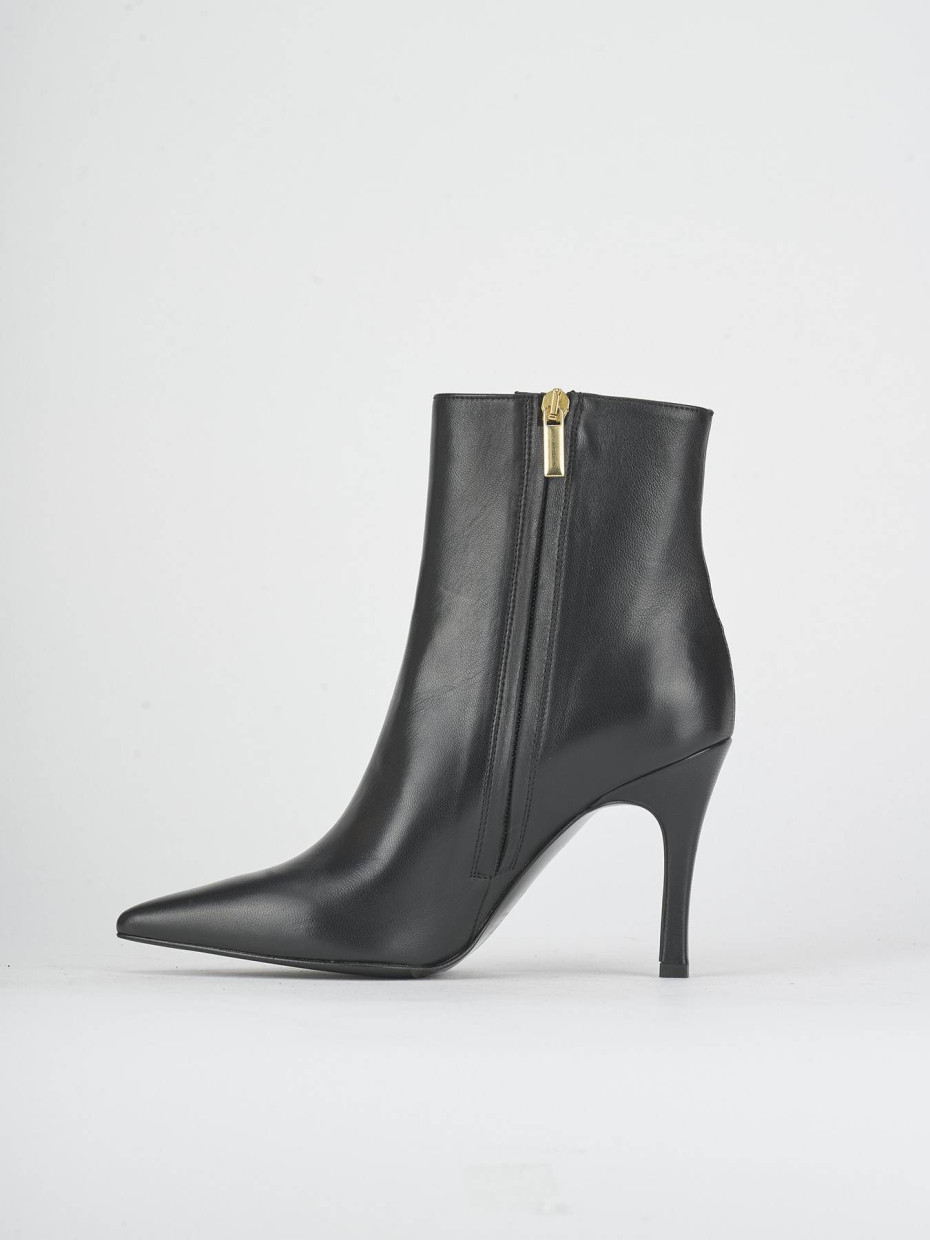 Botines de tacón alto tacón 9 cm negro cuero