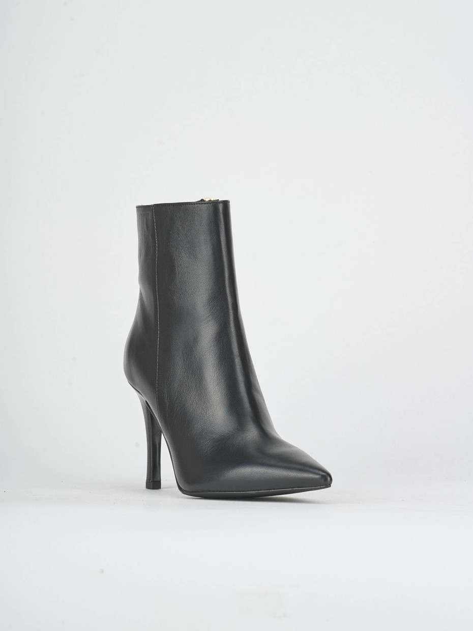 Botines de tacón alto tacón 9 cm negro cuero